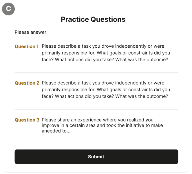 Independent practice interface without feedback or dialogue